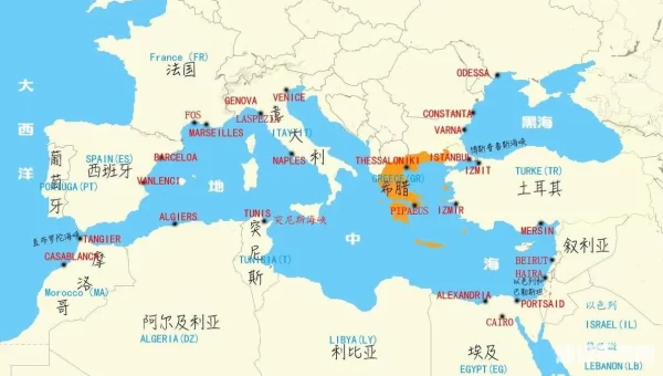 欧洲港口地图